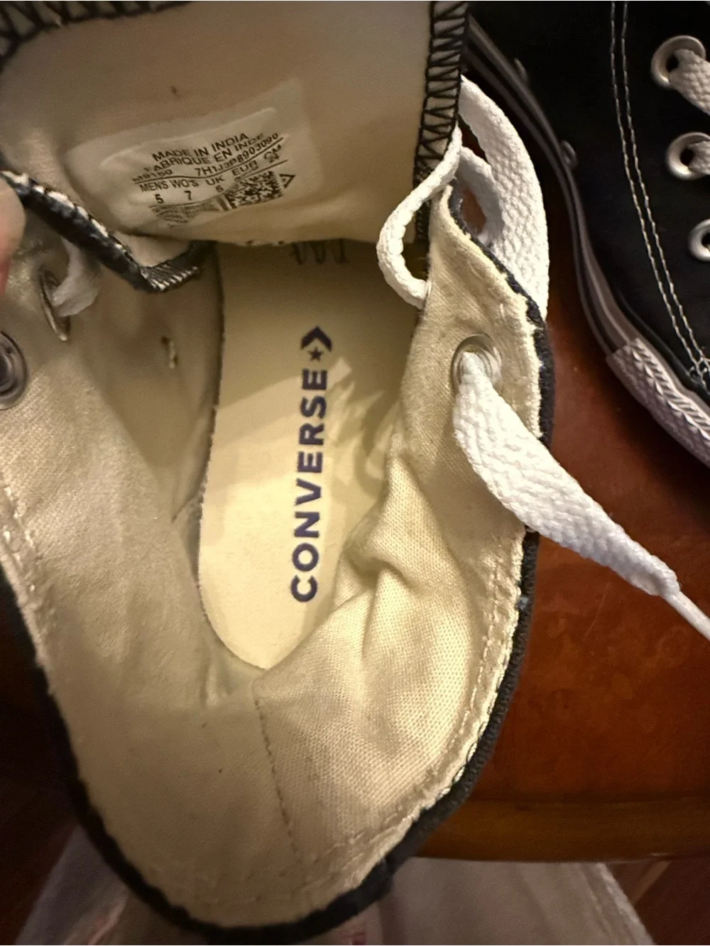 Converse Women’s Black and White High Top Sneakers - Picture 6 of 8